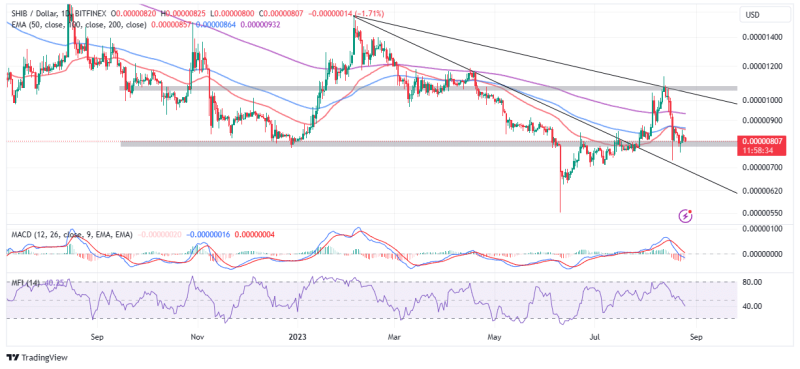 SHIB Price Holding Loosely To Support At $0.000008