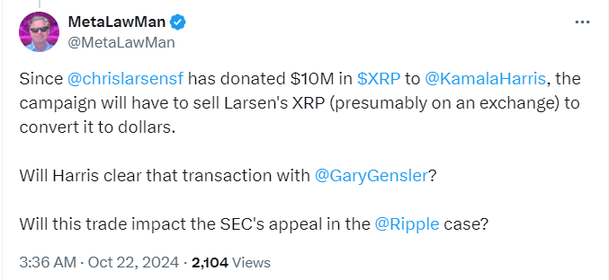 Will Chris Larsen's XRP Donation Impact The Ripple SEC Lawsuit?